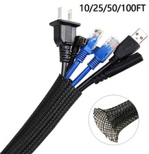 ALL SIZES 10  100 FT Expandable Braided Cable Sleeving Wire Loom Nylon Tubing LOT