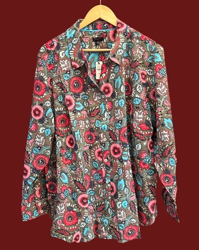 Neu mit Etikett Talbots Übergröße 3X auffällige Retro-Bluse mit Blumenmuster Knopfleiste entspannt lässig