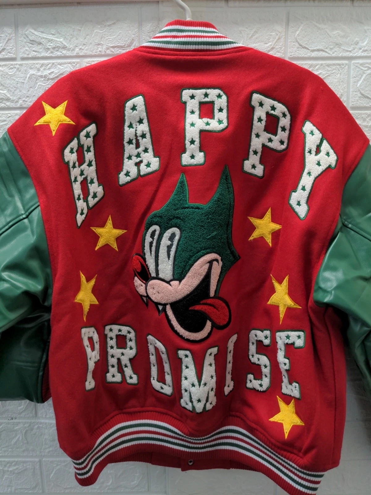 New I'm Happy Promise Men's Happy All-star Varsity Jacket Sz L image 9