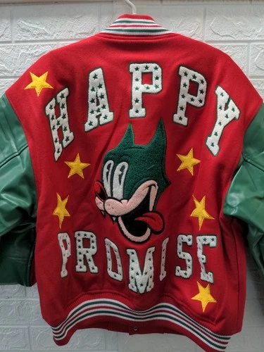New I'm Happy Promise Men's Happy All-star Varsity Jacket Sz L image 9