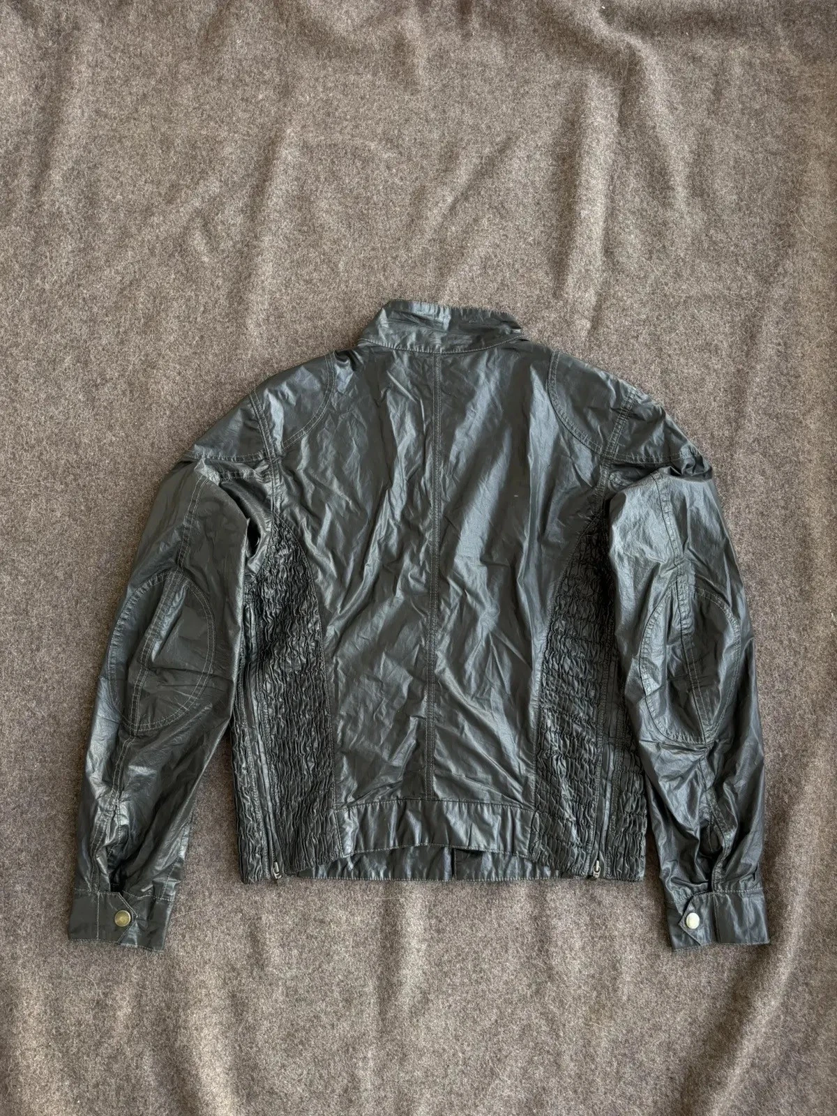 Belstaff Gangster 1969 Black Prince Label Coated Biker Jacket Dark Olive L - product detail image 4