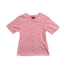 BonWorth Vintage Pink Floral Knit Top Short Sleeve Made in USA Size Small