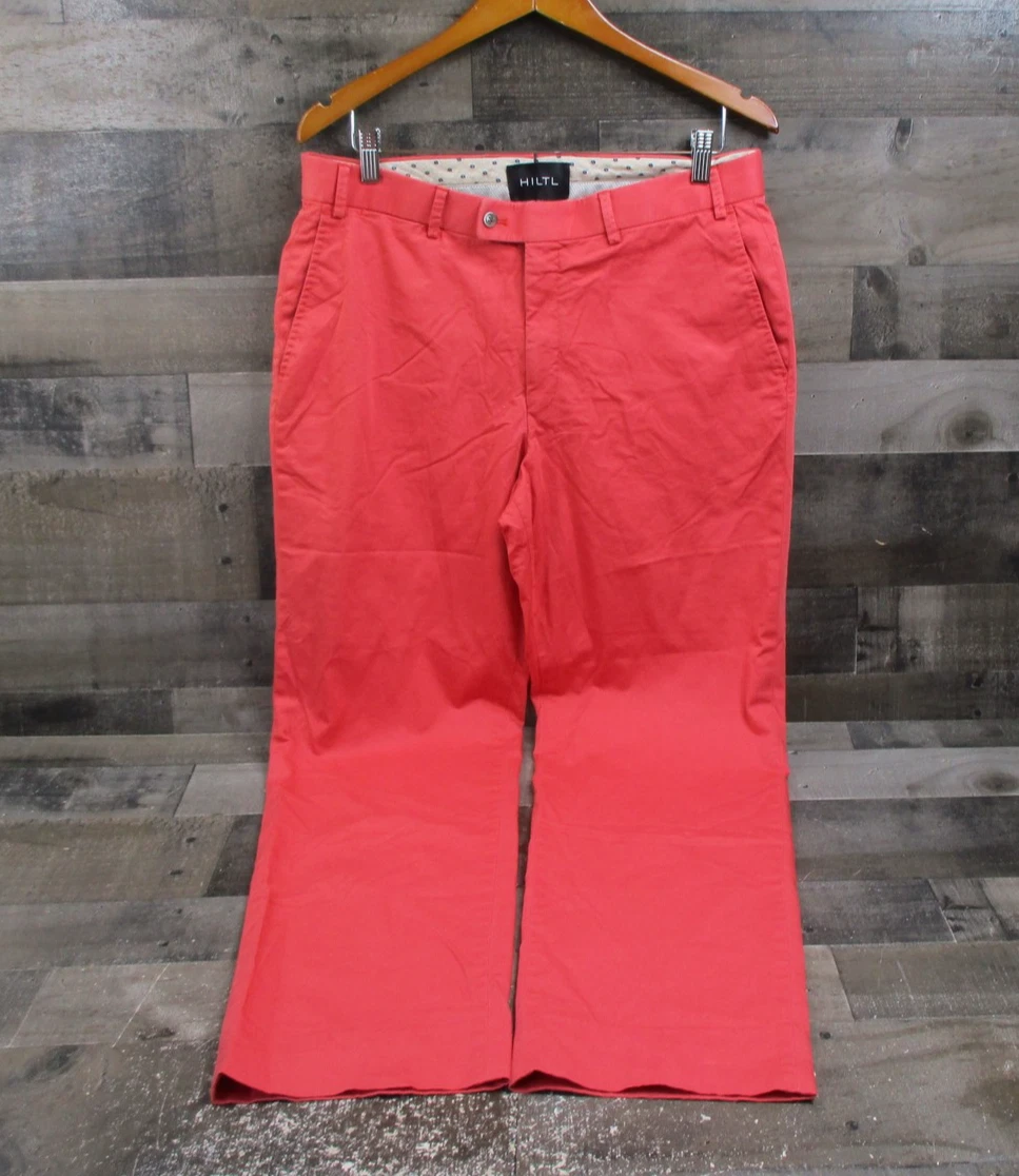 Hiltl Pants Mens 35x32 Red Straight Leg Cotton Blend Casual Dress Made Romania