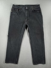 VTG Levis 505 Jeans Men 40x30 Black Regular Straight 90s Dark Wash Faded Denim a