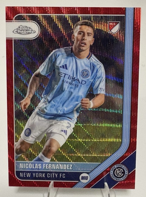 Nicolas Fernandez 2026 Topps Chrome MLS #43 Red Wave #/5 New York City FC