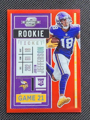 2020 JUSTIN JEFFERSON Panini Optic Contenders ROOKIE TICKET RED PRIZM #/99 RC