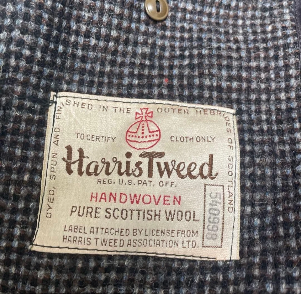 Harris Tweed 60s Men's Tweed Check Raglan Long Overcoat Removable Liner Brown - Image 4 of 4