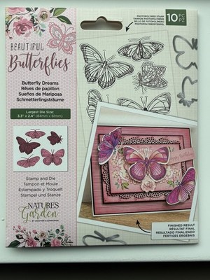Crafters Companion Beautiful Butterflies Butterfly Dreams Stamps & Dies Set New