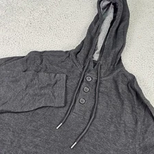 Mizzen+Main Henley Hoodie Mens Medium Charcoal Gray Performance Modal Pullover