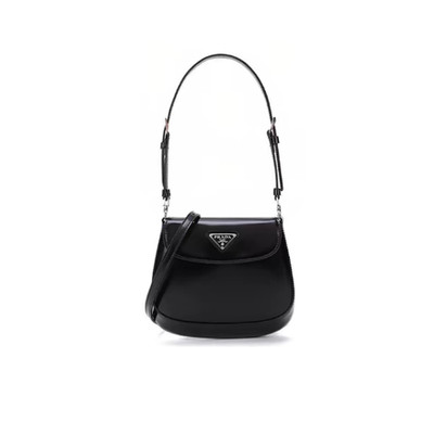 PRADA Cleo leather shoulder bag mini women's black 6.7*1.2*5.7 in