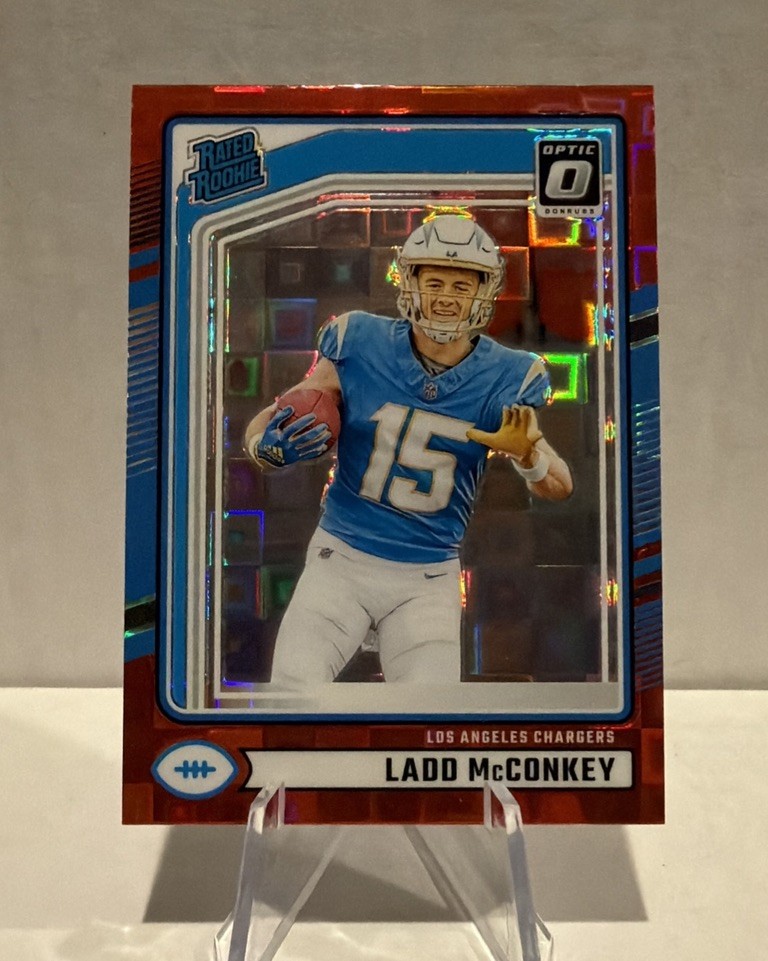 Ladd McConkey 2024 Panini Donruss Rated Rookie #328 Optic Preview Red Pandora 🔥