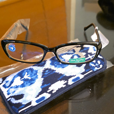 Vera Bradley Tina Readers +1.50 Blue Light Blocking Black Rectangle