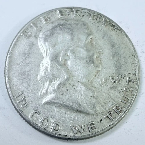 1951 SILVER FRANKLIN HALF DOLLAR 90% SILVER CIRCULATED COIN FREE SHIP #7556