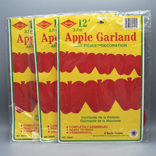 Apple Tissue Paper Garland Decoration Lot Vintage 1995 Beistle 36 Feet TOTAL