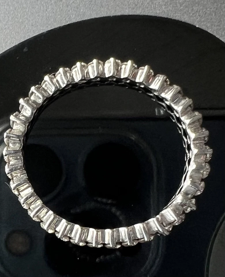14K White Gold CZ Full Eternity Band Ring D 095 Vintage NYC Jeweler - Image 3 of 4