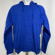 Blue Fleece Drawstring Raglan Long Sleeve Hoodie Sweatshirt Men's 2XL