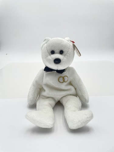 Vintage Ty Beanie Babies Mr. Wedding Bear Plush Stuffed Animal Bowtie Gift Tag 2