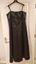 début Debenhams Black Beaded Waist Detail Formal Satin Evening Dress In Size 18