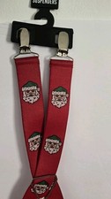 Vintage Santa Suspenders Red Holiday Christmas Outfit Accessory Adjustable
