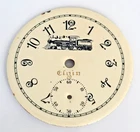 Antique Elgin Pocket Watch Dial 45mm Porcelain Railroad Train Locomotive - A56