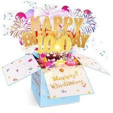 Birthday Cards with Lights  Music  Candle, 3D Pop Up Singing Happy 100TH