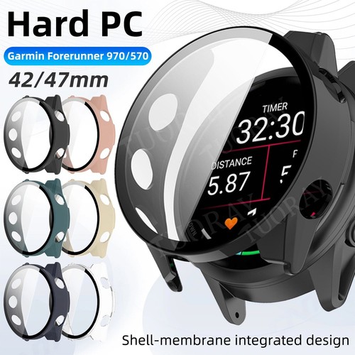 Funda de PC de vidrio templado para Garmin Forerunner 970 570 42 mm 47 mm cubierta rígida para parachoques - Imagen 1 de 40