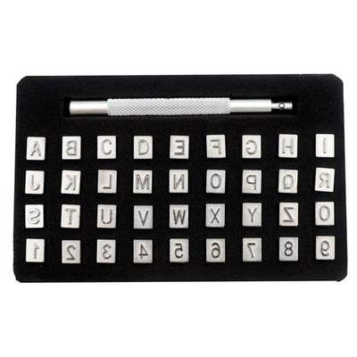 DGOL 36pcs 1/4 inch Leather Craft Alphabet Letters Numbers 1/4'' tall, Clear