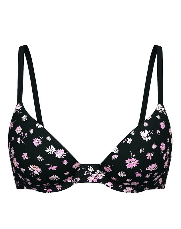 Victoria’s Secret Pink Black Floral Super Push Up Bra. 34 C  NWT NEW