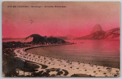 Vintage Rio de Janeiro Botafogo Bay Avenida Beira-mar Marc Ferrez Postcard