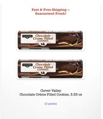 Clover Valley Orange Filled Cookies, 3.53 oz Carton (2 Boxes)