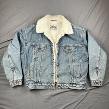 Vintage Levi's Sherpa Lined Denim Jacket Men's Large Made In USA Trucker