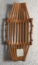 BAMBOO OSHIBORI TRAY HOLDER BOAT JAPAN SUSHI MEAL VINTAGE TOWEL HOLDER