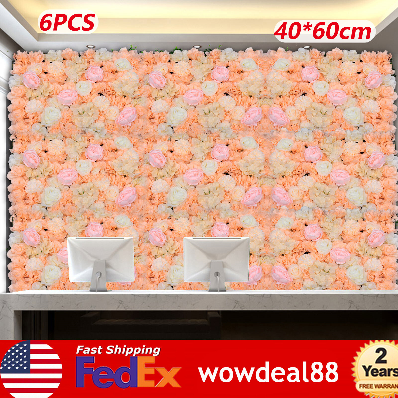 6pcs Wedding Artificial Flower Wall Panels Silk Petals Floral Backdrop Decor DIY