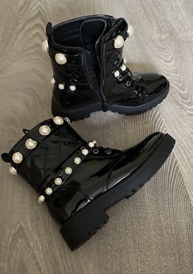 Damen Stiefel Boots 38  Reißverschluss schwarz  mit Perlen Schuhe