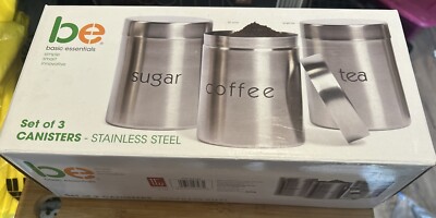 Basic Essentials 3 Piece Stainless Steel Canister Set New*
