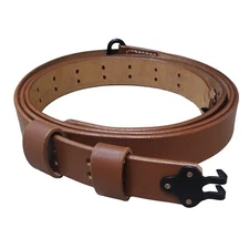 WWII US M1 GARAND RIFLE M1907 LEATHER CARRY SLING STEEL-BROWN COLOR