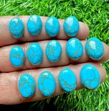 Natural Blue Copper Turquoise cabochon 10Pcs Lot Oval Loose Gemstone 10x14MM