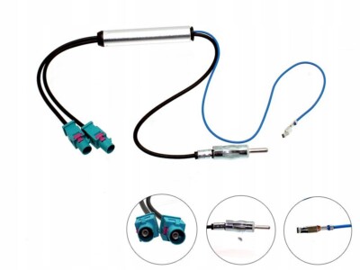 Doppel FAKRA Antennenadapter DIN Phantomeinspeisung für Audi Seat Skoda VW 