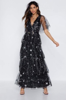 black star maxi dress Serenity Star Maxi Dress Black