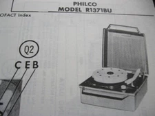 PHILCO R1371BU PHONOGRAPH PHOTOFACT