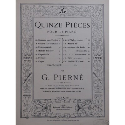 Pierné Gabriel Cache-Cache Piano Ca1885