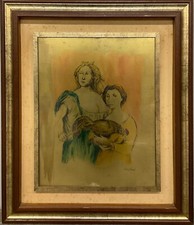 DOMENICO PURIFICATO 1915-1984 QUADRO TECNICA MISTA SERIGRAFIA Retouchè su Ottone