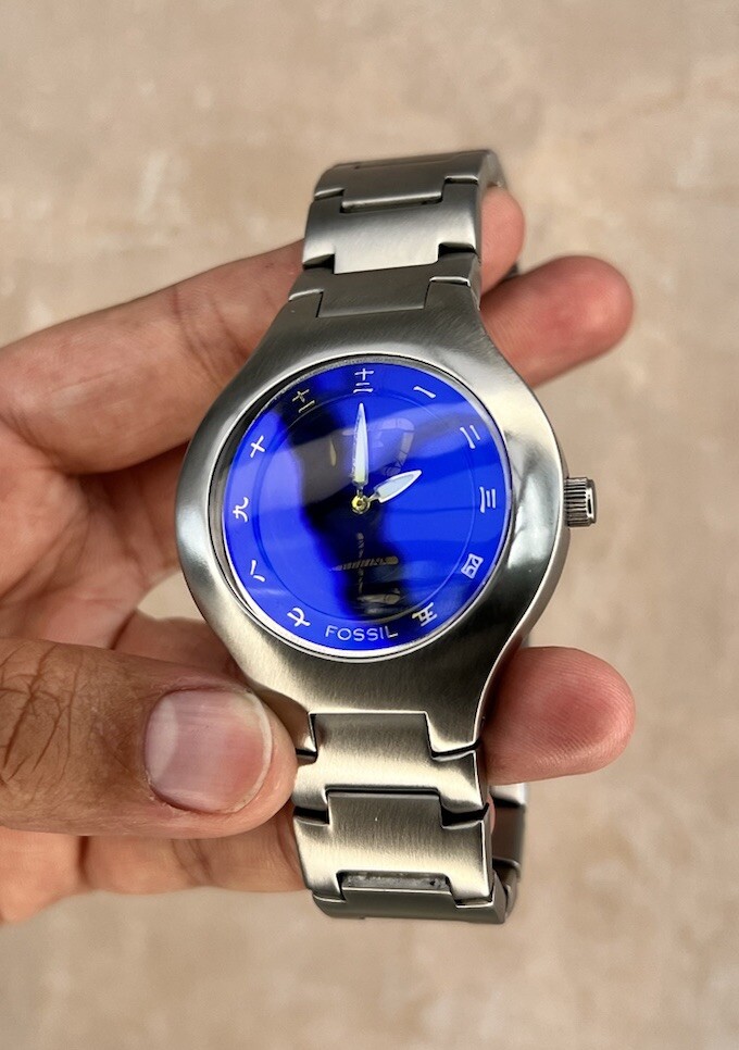 RARE y2k FOSSIL Big Tic JR-7978 Blue Kanji Animated Watch RARE y2k FOSSIL Big Tic JR-7978 Blue Kanji Animated Watch