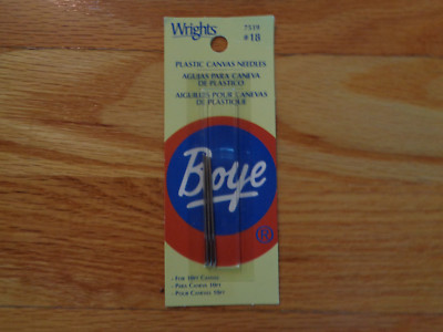 Boye Wrights Plastic Canvas Needles ~ # 18 3/Pkg ~ 7519 ~ For 10 pt Canvas ~ NEW