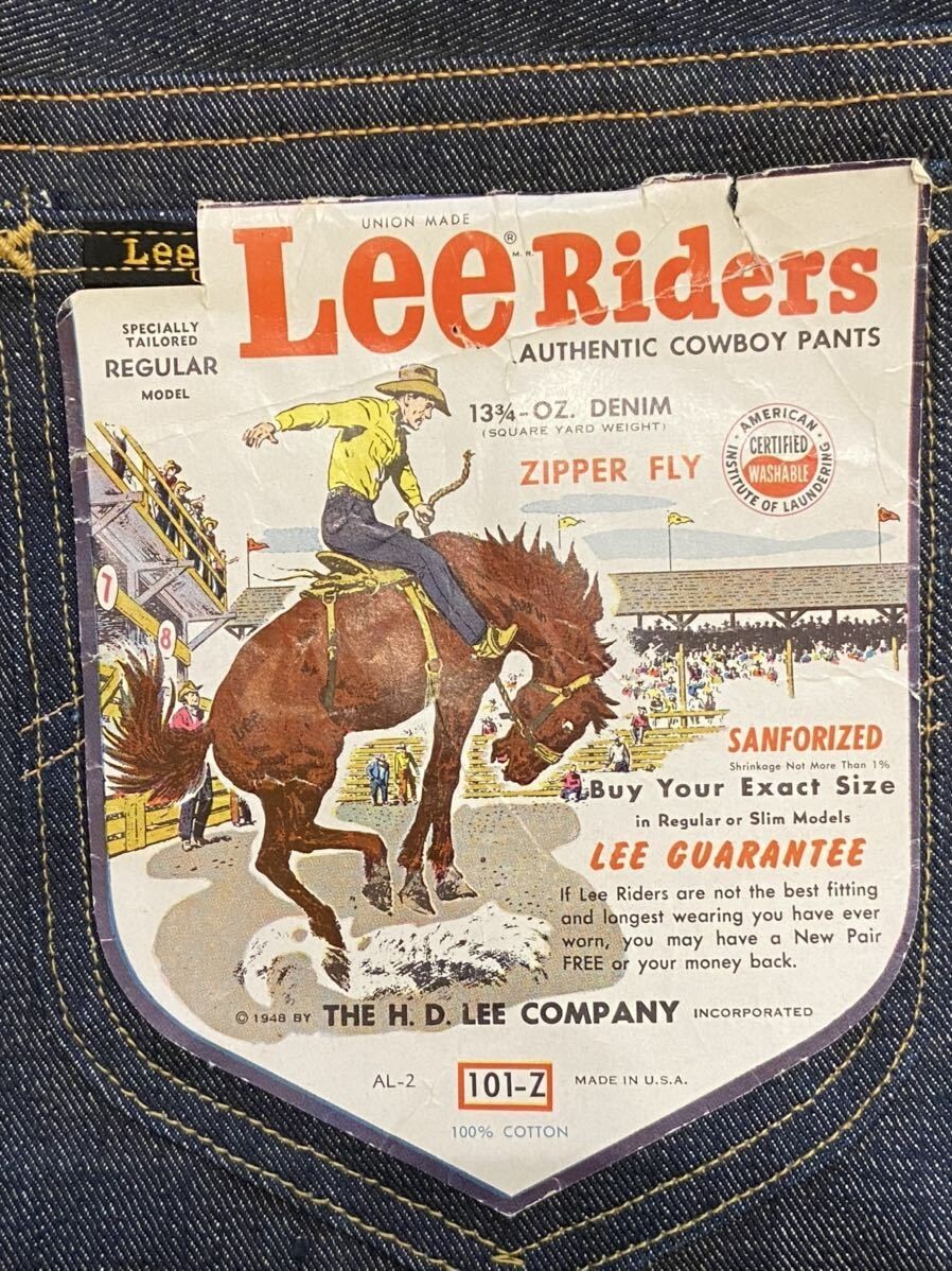 Very Rare 60s Lee 101Z W29L31 Side black tag with ears denim