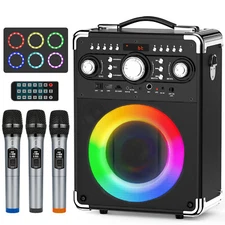 Karaoke Machine BLUETOOTH SPEAKER+3 Mics/Remote For Christmas Party Music Player