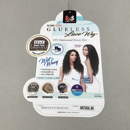 WW Braelynn #Natural Black Glueless Wet&Wavy 100% Human Hair Lace Wig - Picture 8 of 11