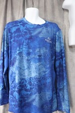 Realtree Wav3 Fishing Men's Long Sleeve Blue Water Print Shirt Size Large
