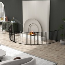 152'' 200 inch Wide Baby Gate with Door Metal Safety Playpen Pet Fireplace Fence