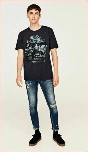 T-shirts noir Zara pour homme